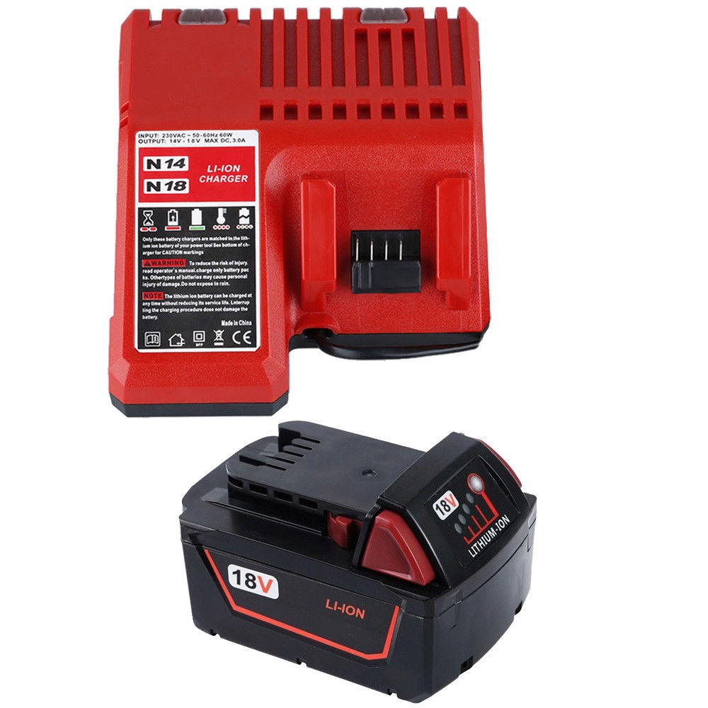 3000mAh 18V Li-Ion kompatibilní baterie + nabíječka for MILWAUKEE M18 48-59-1812 1840